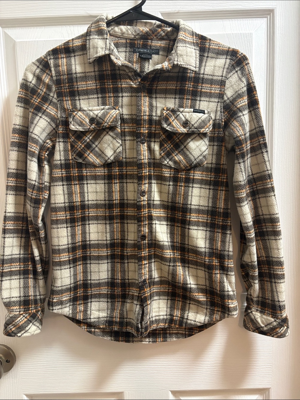 O'Neill Cream, Brown & Black Plaid Button-Down Shirt